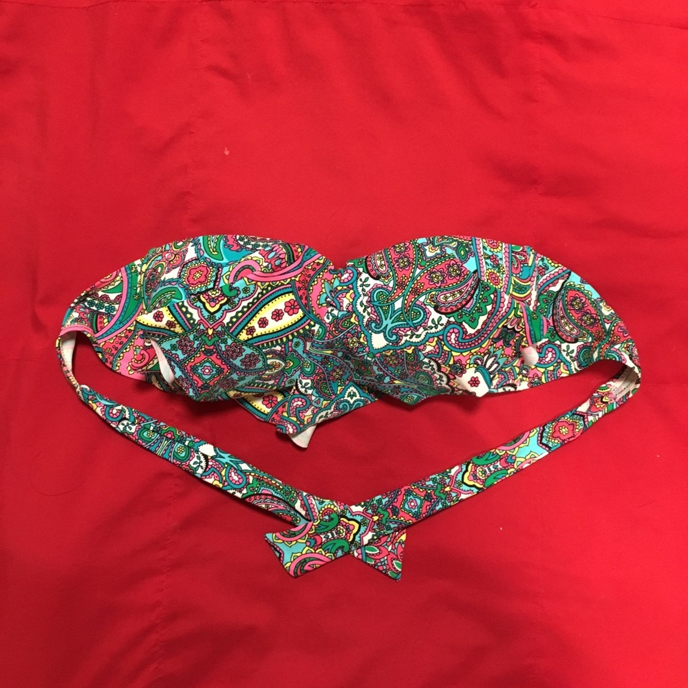 RUFFLE strapless floral bikini top